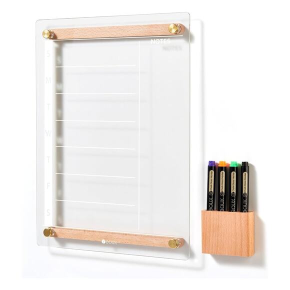 YEOUX Clear Glass Weekly Dry Erase Calendar – 15" x 11" Wall Whiteboard - Picture 1 of 6